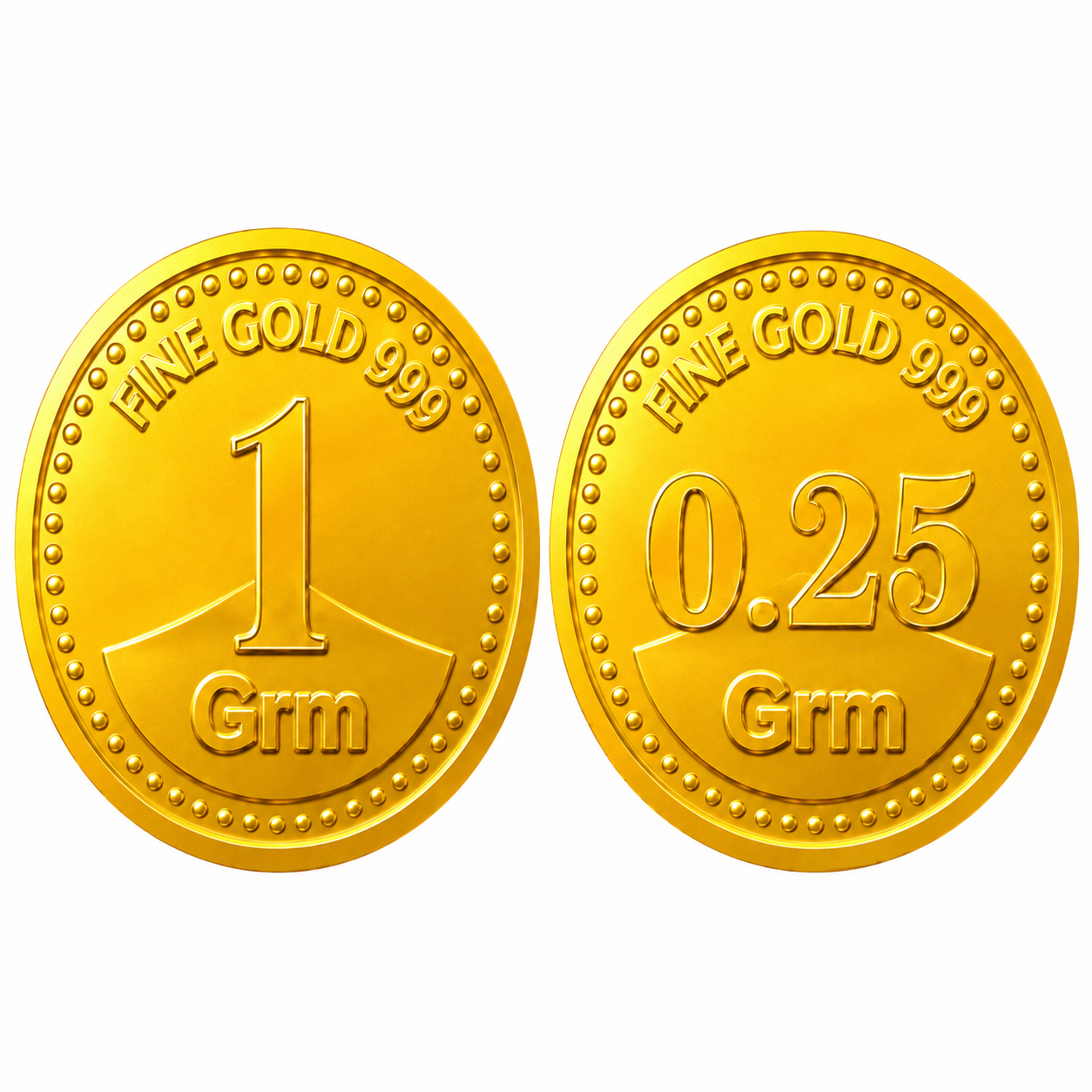 1.25gm 24KT 999 purity certified gold coin / bullion in blister packaging